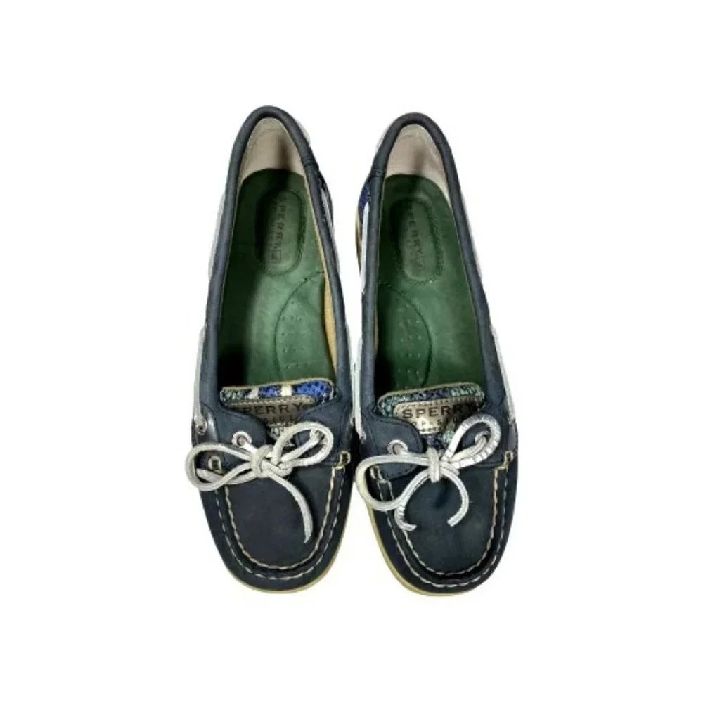 Sperry‎ Navy Leather with Snakeskin Loafers